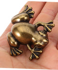 Frog Shape Pull Handles 2 Pack Vintage Style Metal Cabinet Drawer Pulls held in hand, showing durable retro frog design.