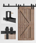 7Ft Low Ceiling Bypass Sliding Barn Door Hardware Kit With Double Track For Double Wooden Doors Black Finish, Built To Last Heavy Duty Carbon Steel, Supports Up To 330 Lbs, Fits Door Thickness 1.18-1.96 Inches, Includes J Shape Hanger