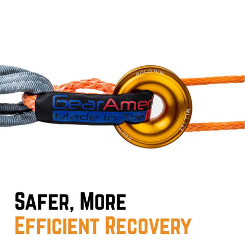 G.O.L.D. Snatch Recovery Ring For Off Road Recovery, 48,000 Lbs MBS, 24,000 Lbs WLL with synthetic shackle and winchline