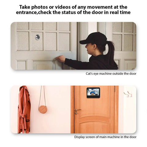 Smart Video Doorbell Camera With 4.3 Inch Display, 1080P HD Video, WiFi Door Peephole Viewer installed on entrance door