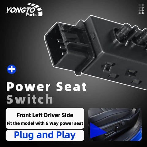 Power Seat Switch 6 Way Front Left Driver Side For Chevy Silverado Avalanche GMC Sierra Yukon Buick Allure Cadillac Replacement OE PSW87 SW5162 1S7614 12451495, front view