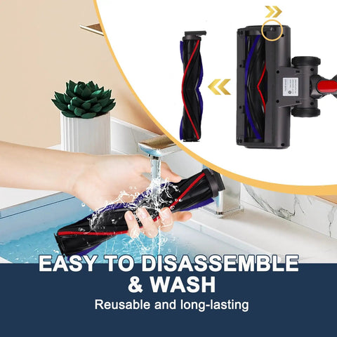 Hardwood Floor Attachment For Dyson Cordless Vacuums V7 V8 V11 V15 SV10 SV12 SV14 being washed in a sink, showing V-Shaped Roller Brush