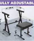 Piano Keyboard Stand And Bench Set Portable Heavy Duty Music Stand For 54 To 88 Keyboards with adjustable dimensions.