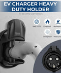 Badass J1772 Electric Vehicle Charger Holder Wall Mount With Five Notch Adjustable Design, featuring durable thermoplastic and secure grip.