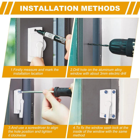 Installation steps for 14 Pack White Window Sash Locks Replacement With Screws For Sliding Windows Up And Down Keeper Latches