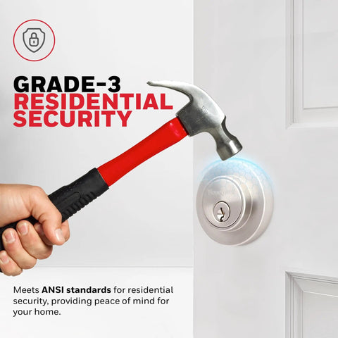 Single Cylinder Satin Nickel Deadbolt With ANSI Grade 3 Certified Security Anti Pick Anti Bump Technology Adjustable Latch