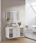 White Rectangular Ceramic Countertop Vessel Sink 24 By 14 By 4.33 Inches in modern minimalist bathroom with vanity