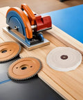 Premium 2PCS Cotton Buffing Wheels For Wood And Metal Polishing, 144Mm Outer Diameter With 12Mm Bore on workspace