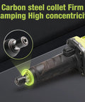 Heavy Duty Brushless Cordless Die Grinder 6mm Collet showing durable carbon steel collet and grip for effective rust removal.