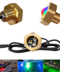 Underwater Boat Drain Plug RGBW LED Light IP68 Marine Trailer Light With 1/2in NPT Lit App Control And RF Remote