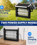 Outdoor Solar Bug Zapper 4500V Electric Mosquito Killer IP66 Waterproof Cordless With Type C Rechargeable Battery And Projection Light.