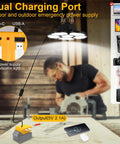 Cordless LED Work Light With 20V Battery Compatibility, 65W 6500LM Flood And Pendant Light, USB and Type C Ports, in workshop