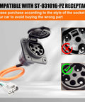 Plug And Play Electric Golf Cart Charger Receptacle Head 3 Pin Replacement For Advanced Ev And Evolution Carts 30 Amp 110 220 Volt Setup with orange cable. 