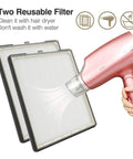 Pro Grade Nail Dust Collector Machine 60W With 2 Reusable Filters easy cleaning with hairdryer and no water, shown on image