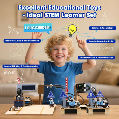 Hands On IoT Traffic Simulator Kit For Kids And Teens 3D Wooden Puzzles STEM Education Set DIY Smart City Coding Toy Powered By ESP32 Learn Electronics And Robotics With Real World Traffic Scenarios, child with smart city modules