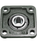 Close-up of Heavy Duty Pillow Block Bearing Set UCF205-14 Seven Eighths Inch Bore showing square flange and solid cast iron base