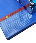 Caution label on blue surface of Garage Ready Mini Metal Milling Machine With Benchtop Lathe And Slick Precision Vise For 3000 Rpm.