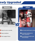 Before and after comparison of Heavy Duty Lower Door Hinge Front Left Driver Side Solid Bolt On Replacement For Dodge Ram 1500 2500 3500 Classic.