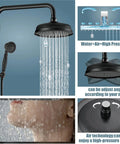 Oil Rubbed Bronze Shower Faucet Set With Hand Sprayer And Tub Spout 12 Inch Extension Tube Included 8 Inch Rainfall Shower Head