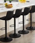 Modern Adjustable Counter Height Swivel Bar Stools Set Of 4 With Backrest Faux Leather Upholstery Black For Kitchen Island And Home Bar 360 Degree Rotation Height Adjustable in kitchen