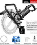 Heavy Duty 16 Inch Electric Concrete Circular Saw With A Beefy 5200W Motor And Integrated Water Feed System showing blade and handle.