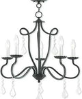 Transitional Five Light Crystal Chandelier From Callisto Collection in dark English bronze with clear crystals and scrollwork