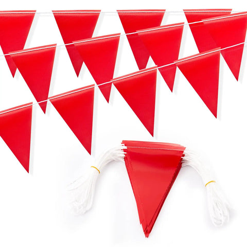 105ft Safety Warning Pennant Flags Set for Outdoor Fencing and Roadwork High Visibility Triangle Flags Multipurpose Hazard Area Markers Red 45 Pack