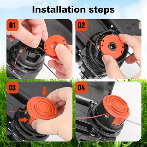 Installation steps for 20 Pack WA0010 Replacement Trimmer Line Spool For Worx Weed Eater 0.065 Inch Nylon String