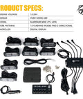 Beef Up Your Ride Ultra Thin Surface Mount Strobe Lights Kit components with control panel and wiring in black and silver