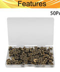 50 Sets Of 8mm Ball Head Stud Screws And Mushroom Nut Chicago Screw Set For Leather Craft Upholstery Jewelry Making And DIY Projects Two Piece Stud And Nut Fasteners For Secure Easy Assembly, 50pcs in storage case