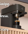 Baristina Espresso Machine With Automatic Grinder Grind Tamp And Brew In One Swipe 16 Bar Pump Compact Black Coffee Maker for home use.