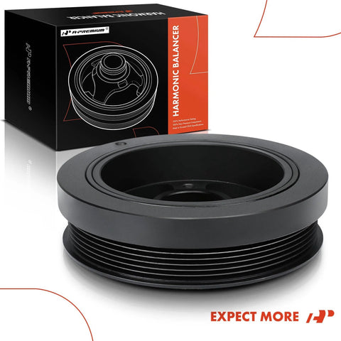 Engine Harmonic Balancer Crankshaft Pulley For Ford F-150, Super Duty, Explorer, Lincoln, shown with packaging