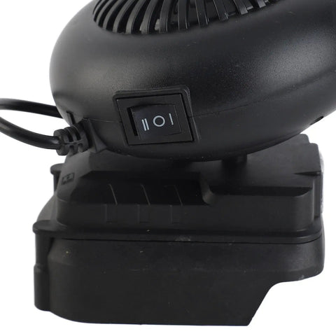 Kick Some Serious Heat Without The Cord Drag 18V Battery Powered Portable Space Heater 170W power switch close up
