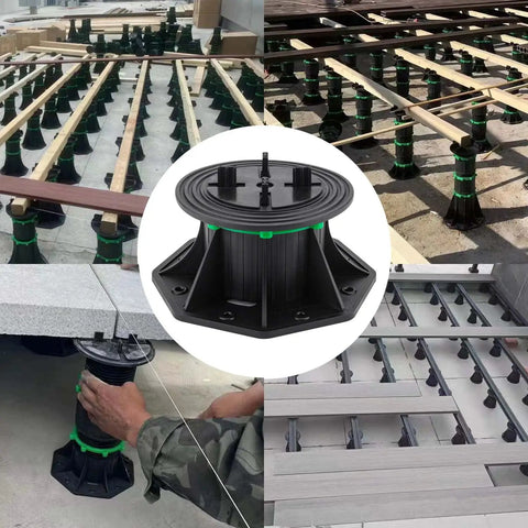 8 Pack Adjustable Plastic Pedestal Paver Stands For Decks And Floors supporting floor platforms, height locking 3.5 to 5.5 inches