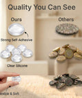 Image comparing 256 Piece Bulk Pack Clear Silicone Cabinet Door Bumpers Sticks Like Glue with other bumpers, highlighting clarity and flexibility.