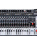 16 Channel Pro Bluetooth Studio Mixer For DJ Setup And Live Sound, USB MP3 Player, 14 Mic Inputs, 7 Band EQ, top view
