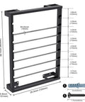 Heavy Duty Wall Mount Wire Spool Rack featuring six adjustable rods, rust resistant steel, dimensions 38.7x28.3 inches for organized garage cord storage.