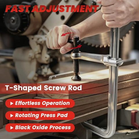 Heavy Duty 12 Inch F-Clamps 4-Pack With Grip Gloves For Welding Woodworking And Metal Assembly Super Strong Drop Forged Steel Tools adjusting T-shaped screw rod.
