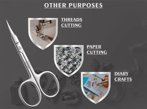 Curved Blade Cuticle Scissors With Extra Fine Pointed Tips For Precise Grooming Manicure Eyebrow Beard Mustache Nose Hair Eyelash Trim Multipurpose Nail Scissors For Pro Home Grooming, stainless steel
