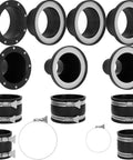Magnetic dust collection fittings kit for 4-inch and 2.5-inch hoses with flange adapters, hoses clamps, and magnetic rings