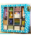Solid Portable Closet Organizer With Heavy Duty Fabric Zipper Cover Roomy Storage Shelves And Hanging Sections For Hassle Free Dorm Apartment Or College Bedroom Fashion Gear Setup, featuring clothes, towels, and storage bins.