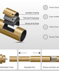 Modern Gold Curtain Rod Set Of 2 With 1 Inch Diameter Heavy Duty Curtain Rods Adjustable From 66 To 120 Inches cross-section diagram