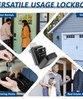 Lock It Down Tight With This Solid Window Mount Security Box Designed With A Slick Four Digit Combo Dial, shown in usage scenarios.