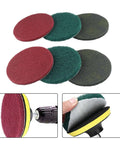 5 Inch Nylon Scouring Pads Set For Drill Powered Buffers And Polishers, 6 Pack Industrial Scrubbing Discs In Green Red Grey