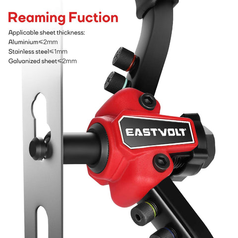 Close-up of 3 In 1 Do It All Rivet Nut Tool Kit for Quick Fixes featuring reaming function with metal and aluminum sheets.