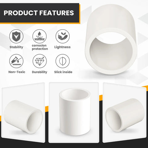Heavy Duty 3/4 Inch PVC Pipe Couplings 20 Pack Slip Socket Connectors for DIY PVC Projects Schedule 40 Adapters feature image