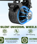Heavy Duty Folding Wagon 2 In 1 Collapsible Cart Transforming Into Beach Chair With 650 Lb Capacity All Terrain Wheels close-up