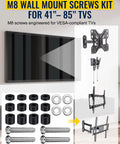 Adjustable M8 TV Mount Screws With Washers And Spacers For 41 To 85 Inch VESA TVs, Extra Long Bolts, mounting kit displayed