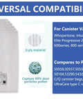HEPA Canister Vacuum Bags Type Q And Type C 6 Pack White Compatible With Elite 20 53292 shown with 5-ply material detail
