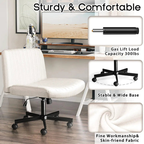 Criss Cross Office Chair No Wheels, Comfy Cross Legged Desk Chair with adjustable height, swivel, sturdy base in home office setup